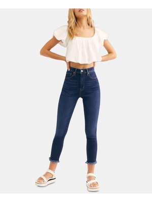 

Женские темно-синие джинсы скинни FREE PEOPLE до щиколотки. Размер талии: 24., Navy, OB1061274