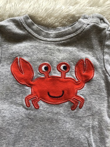 Baby Boy 12 Month Carters Crab Bodysuit One-Piece Gray And Red
