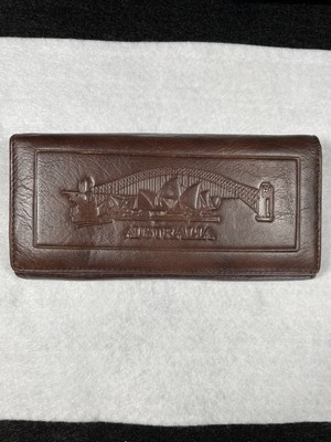 Genuine Leather Wallet Sydney Opera House Australia Brown Long