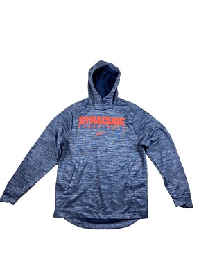 Syracuse Orange Sweatshirt Mens Medium Blue Gray Nike Dri Fit Hooded Gym NCAA