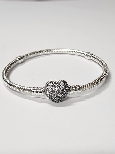 PANDORA MOMENTS HEARTS CLASP SNAKE CHAIN BRACELET #590727CZ