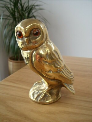 Antique Brass Owl Figure 11cm Tall.
