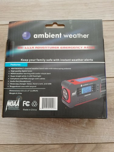 Ambient Weather WR-111A Adventurer Emergency NOAA Weather Radio New