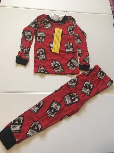 Minecraft Iron Golem Boys 4 Pc Pajama Set Sz 4 Red, Black & Gray NEW W/tags