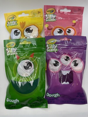 Crayola Trick Or Treat Silly Scents Dough 4 packs Purple, Pink, Green And Yellow