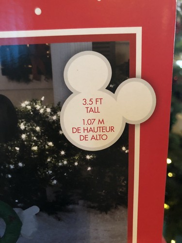 Christmas Disney 3.5 ft Mickey Mouse with Wreath Airblown Inflatable NIB