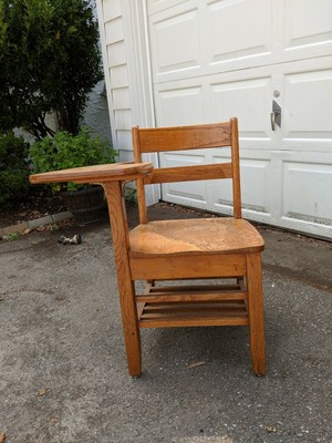 antique childrens desk with attached chair