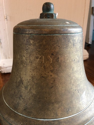 Large Vintage Antique Brass Bronze Ship Bell Grizzly Bear