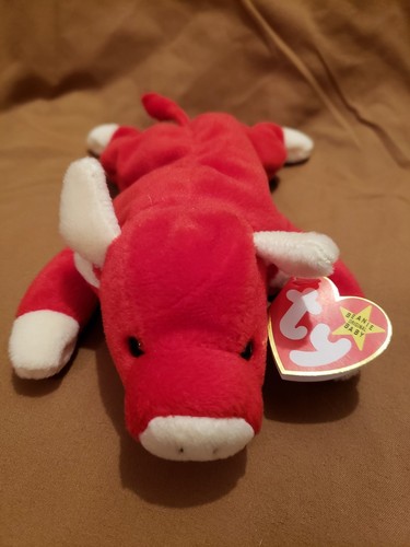 Ty Inc Beanie Baby Snort the Red Bull RARE ERRORS PVC MWMT 1995