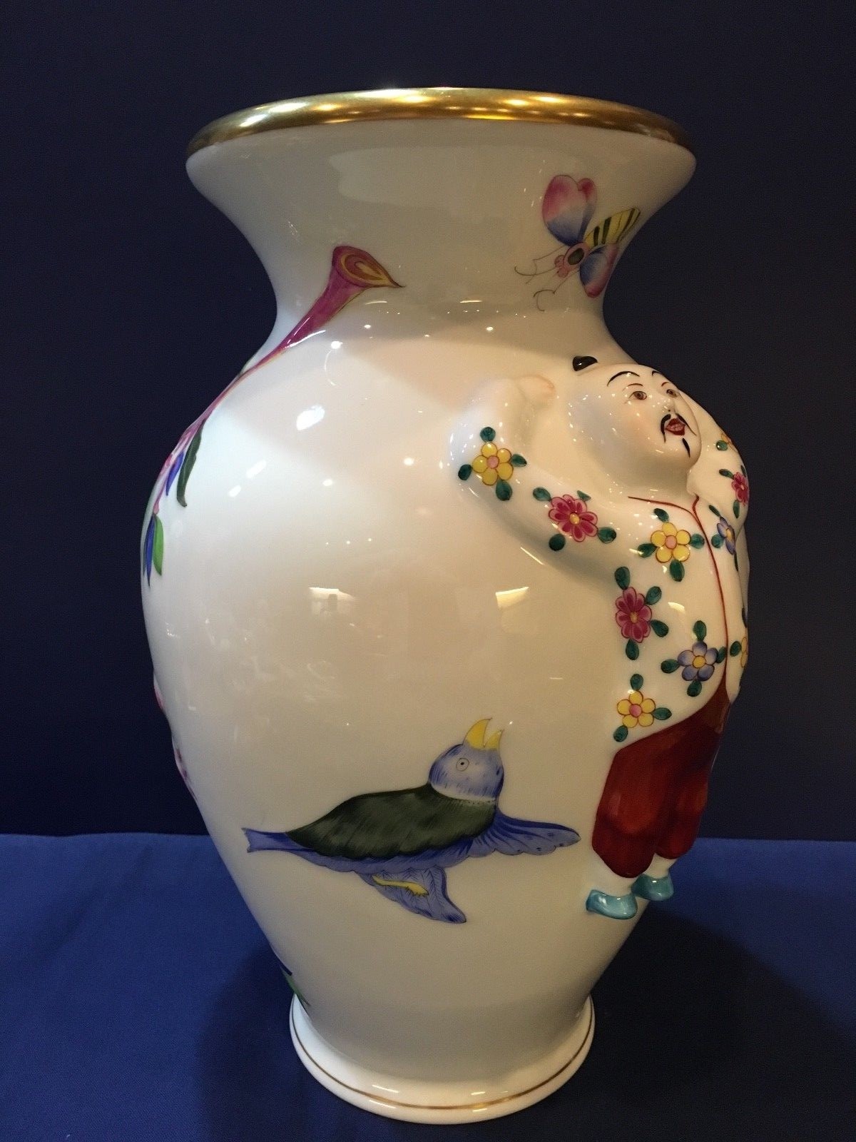 Herend Chinoiserie Large Vase w/ Chinese Men & Birds