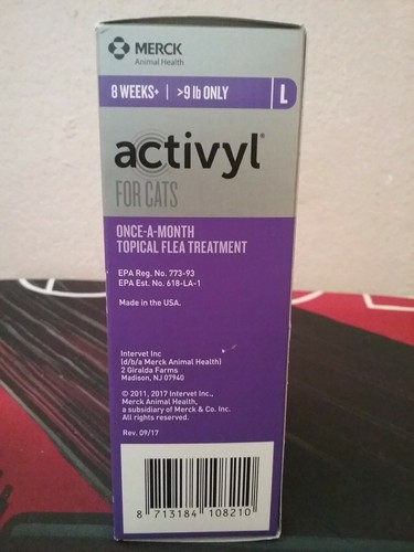 NEW Activyl Flea Treatment for Cats Over 9 lbs - 6 Month Supply L LOOK!