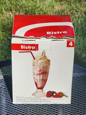 Bistro SUNDAE GLASSES Set of 4  Vintage Thick Glass  RETRO