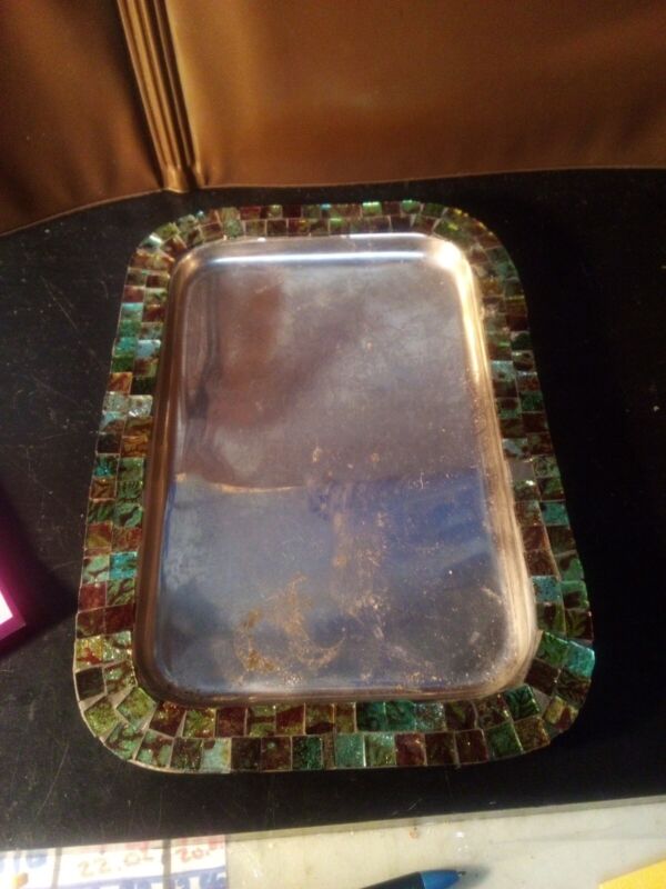 Vintage Mexican Coin Silver And Abalone Shell Tray Circa 1960s