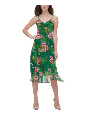 

KENSIE Женское зеленое платье миди на тонких бретельках с подкладкой и регулируемыми бретельками, Зеленый