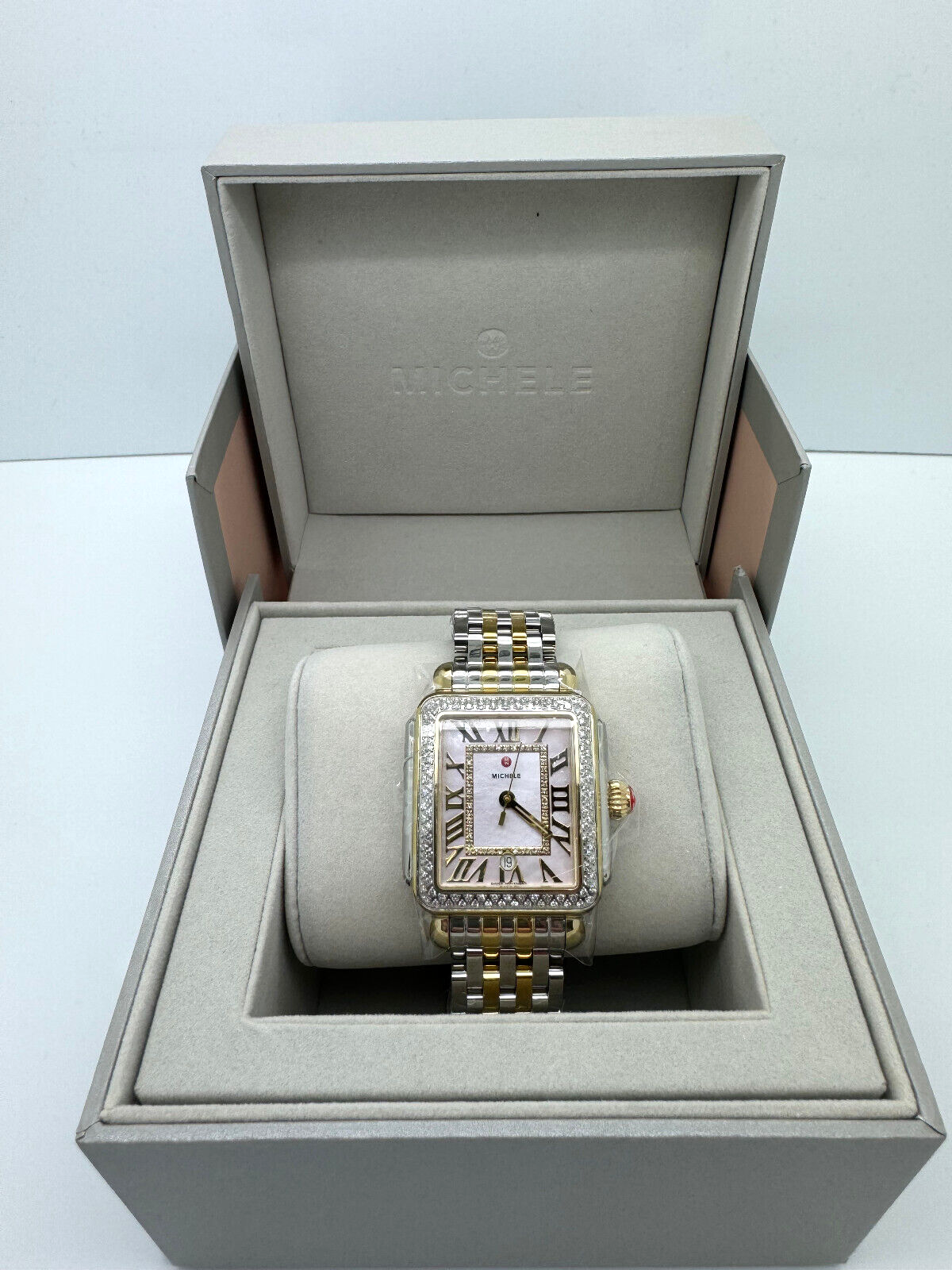 Pre-owned Michele Deco Madison Two-tone 18k Gold-plated Diamond Watch Mww06t000266