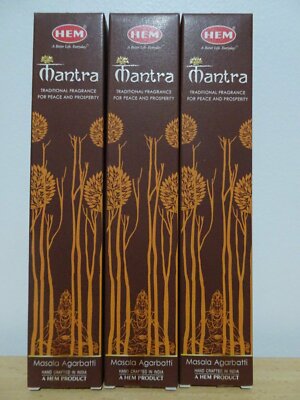 Mantra ~ Incense  3 Packs x 15g ~ HEM Masala Agarbatti Sticks
