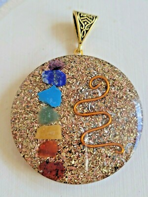 Orgone Chakra Healing 1.5'' Round Pendant 7 Chakra Stones Necklace Pendant 