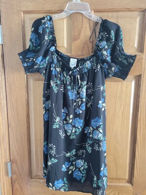 Francesca's Black And Blue Off Shoulder Dress Sz Large NWT