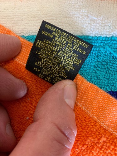 Vintage Ralph Lauren Polo Multicolored 100% Cotton Beach Towel