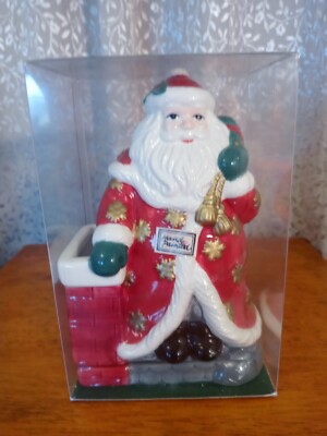 Fitz & Floyd Santa Claus Ceramic Incense Burner Hand Painted & Scented Cones NEW