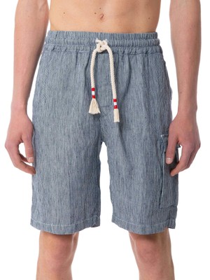 Pre-owned Mc2 Saint Barth Striped Denim Color Linen Bermuda Shorts In Blue
