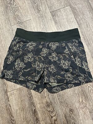 Athleta Trekkie North Printed Green Shorts Size 16 Womens Floral Workout Hike