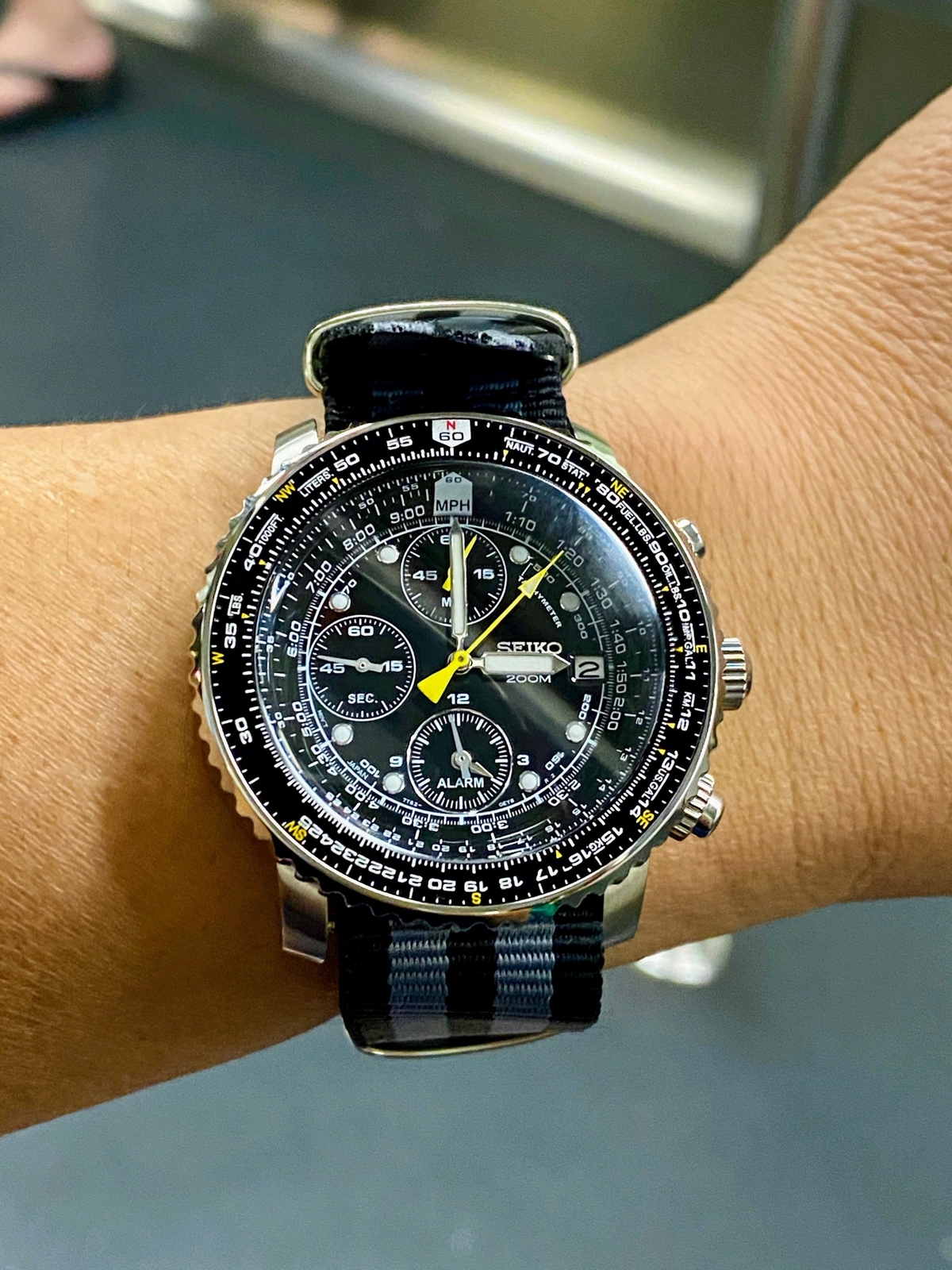 SEIKO SNA411P1 Men's Pilot Watch Alarm Chronograph 100m SEIKO SNA411P1 Men's Pilot Watch Alarm Chronograph 100m