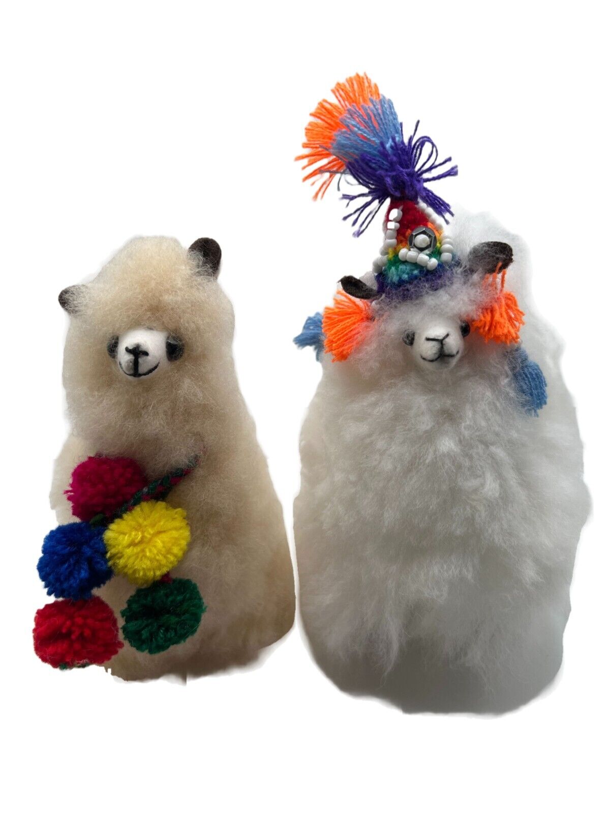 Real Alpaca Fur Llama Plush Stuffed Animal Collectible Handmade Display Toy 6”