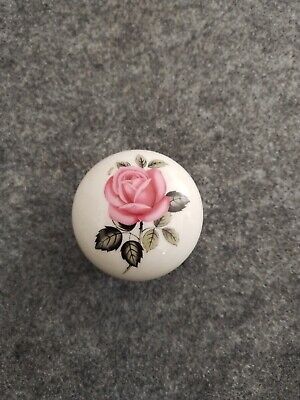 Single Vintage Pink / White Floral Porcelain Ceramic Door Pulls / Knob