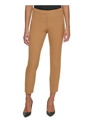 

CALVIN KLEIN Женские коричневые прямые брюки на крючках и с перекладиной до щиколотки Petites, Коричневый, T22P7841