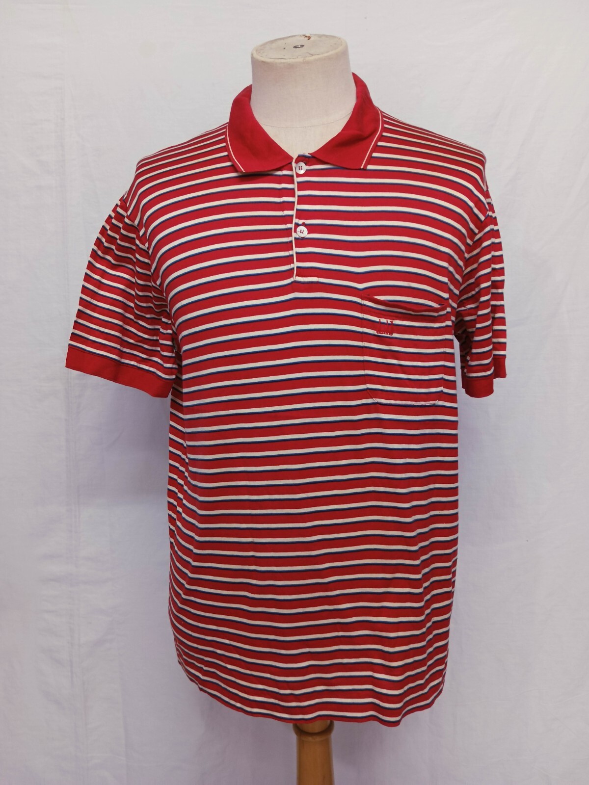 Vtg dunhill Made in Italy Red Striped Mercerized Knit Cotton