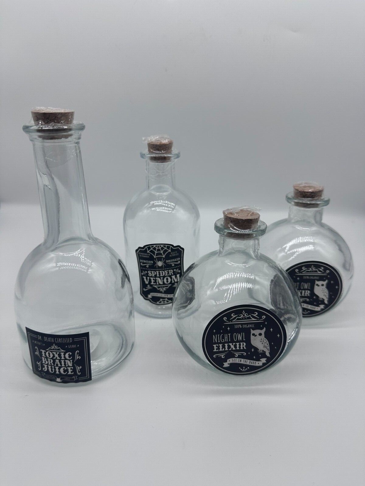 Target Halloween Glass Potion Bottles 2021 Spider Venom (Set of Four)