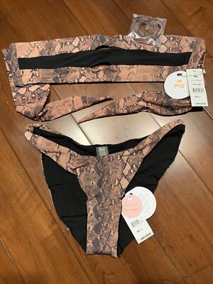 PQ Swimsuit Bikini Size Large KAA-270T & KAA-153B Snakeskin