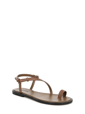 

ВИНС. Женские коричнево-коричневые кожаные сандалии с ремешком на пятке Perrigan с круглым носком 9 м, Коричневый, G3476L1