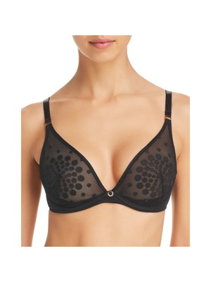

CHANTELLE Intimates Черный прозрачный бюстгальтер с треугольными чашечками и глубоким вырезом на косточках, 2781