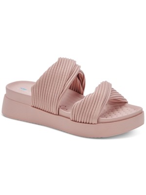 AQUA COLLEGE Womens Pink 1 Platform Clarissa Wedge Slip On Sandals Shoes 10 M