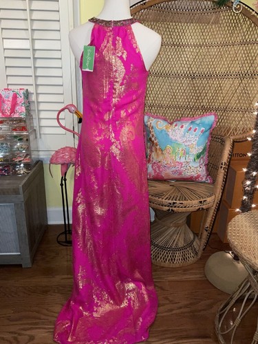 Pre-owned Lilly Pulitzer Franconia Maxi Dress Magenta Paisley Chiffon ? Size 2 ? In Purple