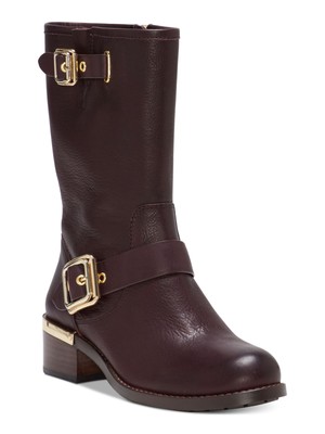 

VINCE CAMUTO Женские бордовые кожаные сапоги на каблуке с круглым носком, Burgundy, VC-WINDY