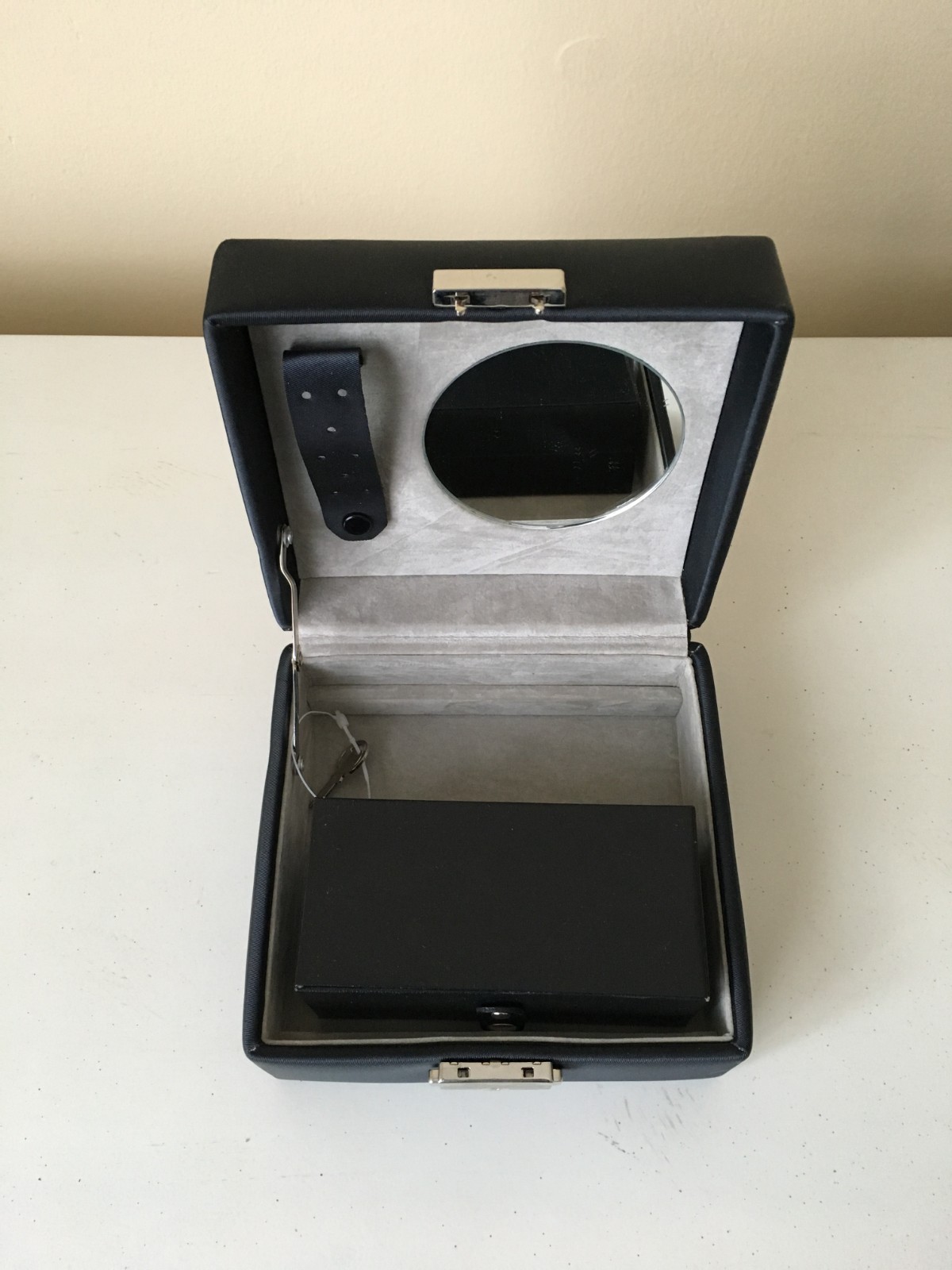 Travel Jewelry Case Box Black with Lift Out Box for Purse