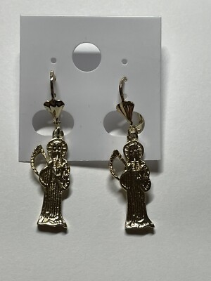 Aretes De La Santa Muerte De Oro Laminado.