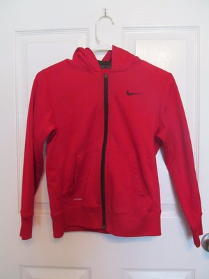 NIKE Boys Girls Youth Red and Black Hoodie Sweatshirt Jacket Coat Size Medium