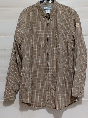 Columbia Men's Tan Long Sleeve Button Up Shirt Size XL