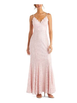 MORGAN & CO Womens Pink Lace Floral Full-Length Formal Sheath Dress 3