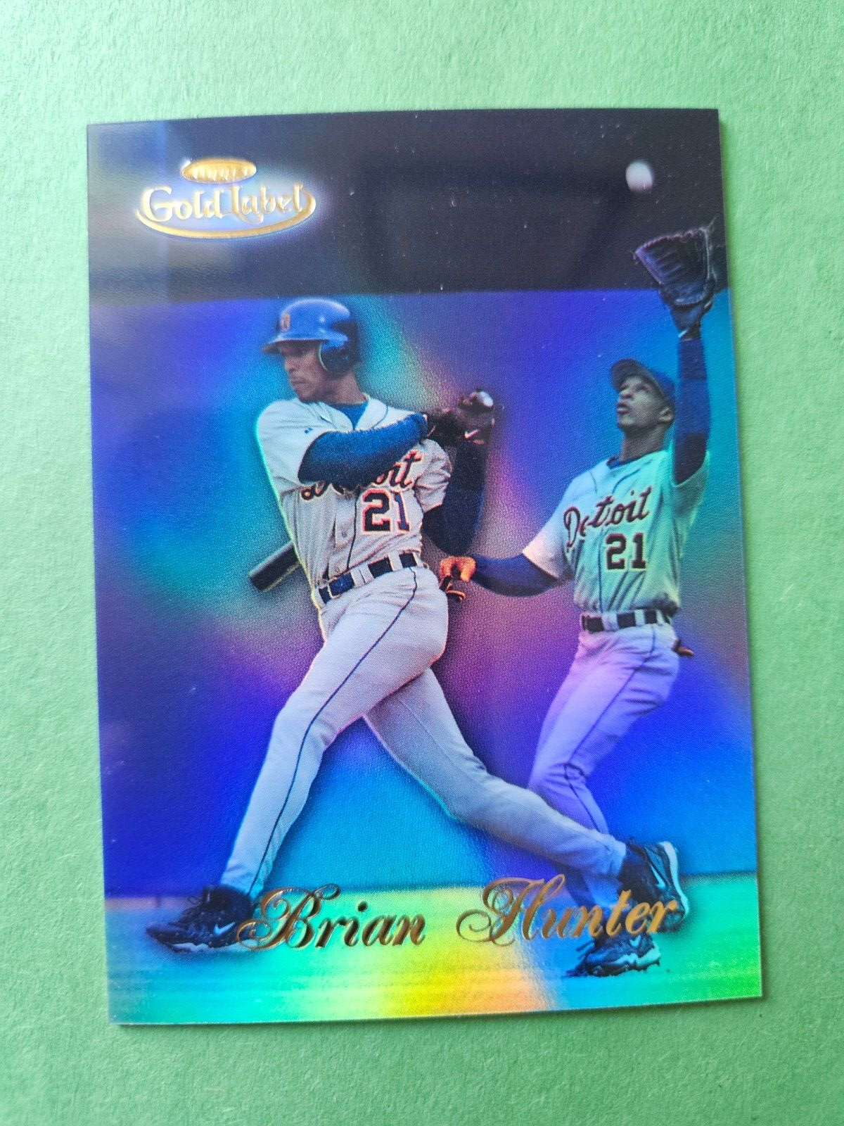 虎67 Brian Hunter card #67 Detroit Tigers Topps Gold Label 1998