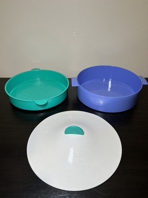 Vintage Tupperware Micro-Steamer 3 piece Microwave Vegetables 3066A-2 Fish Rice