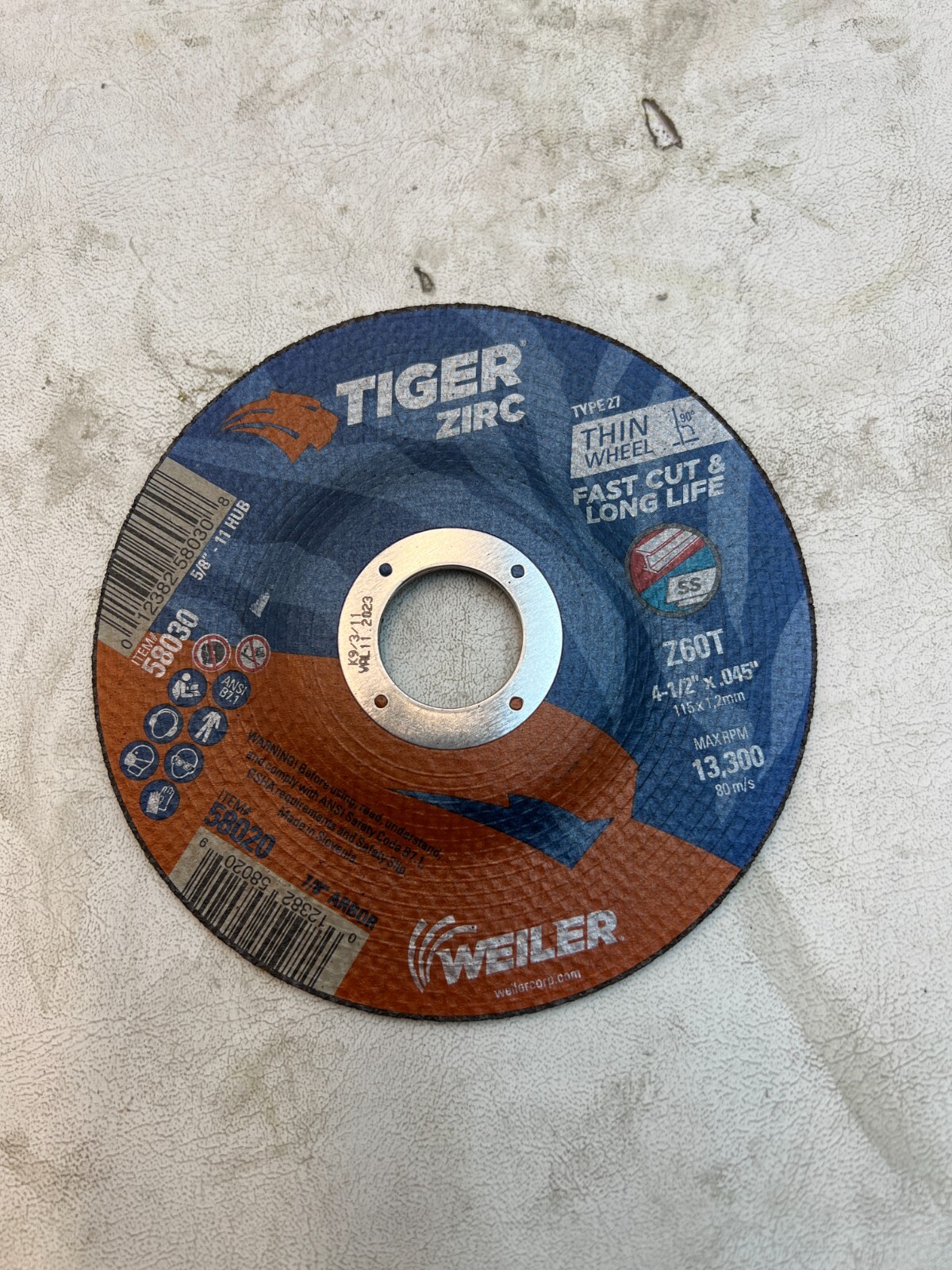 【CPC-L24】Biro LOT OF 5 Weiler 58030 4-1/2x.045 Tiger ZIRC Type27 Cutting