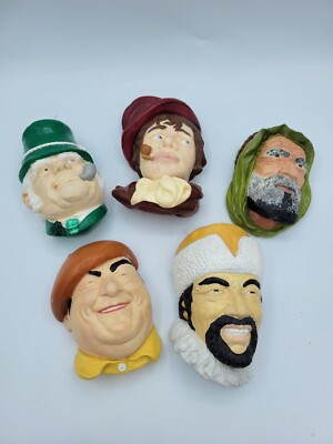 5 Bossons Chalkware Heads Paddy, Artful Dodger, Arab Sheik, Pierre, Himalayan 