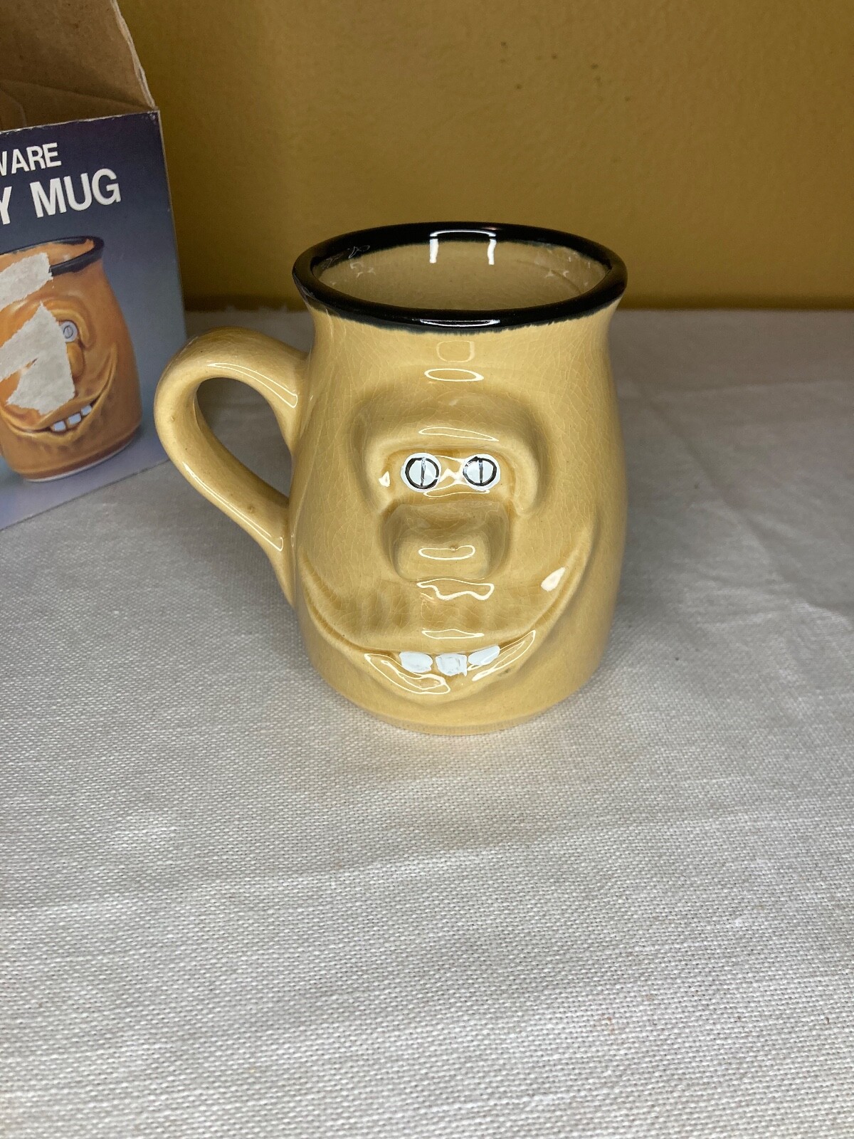 Vintage 70s Ugly Mug Pottery Funny Face New in Box Collectible