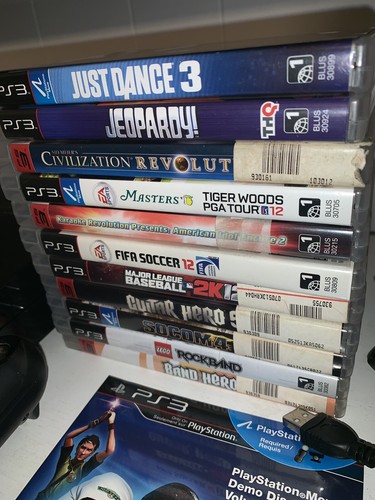 Sony Playstation 3 PS3 Slim CECH-2001A 120GB In Box + 12 Games & Controllers