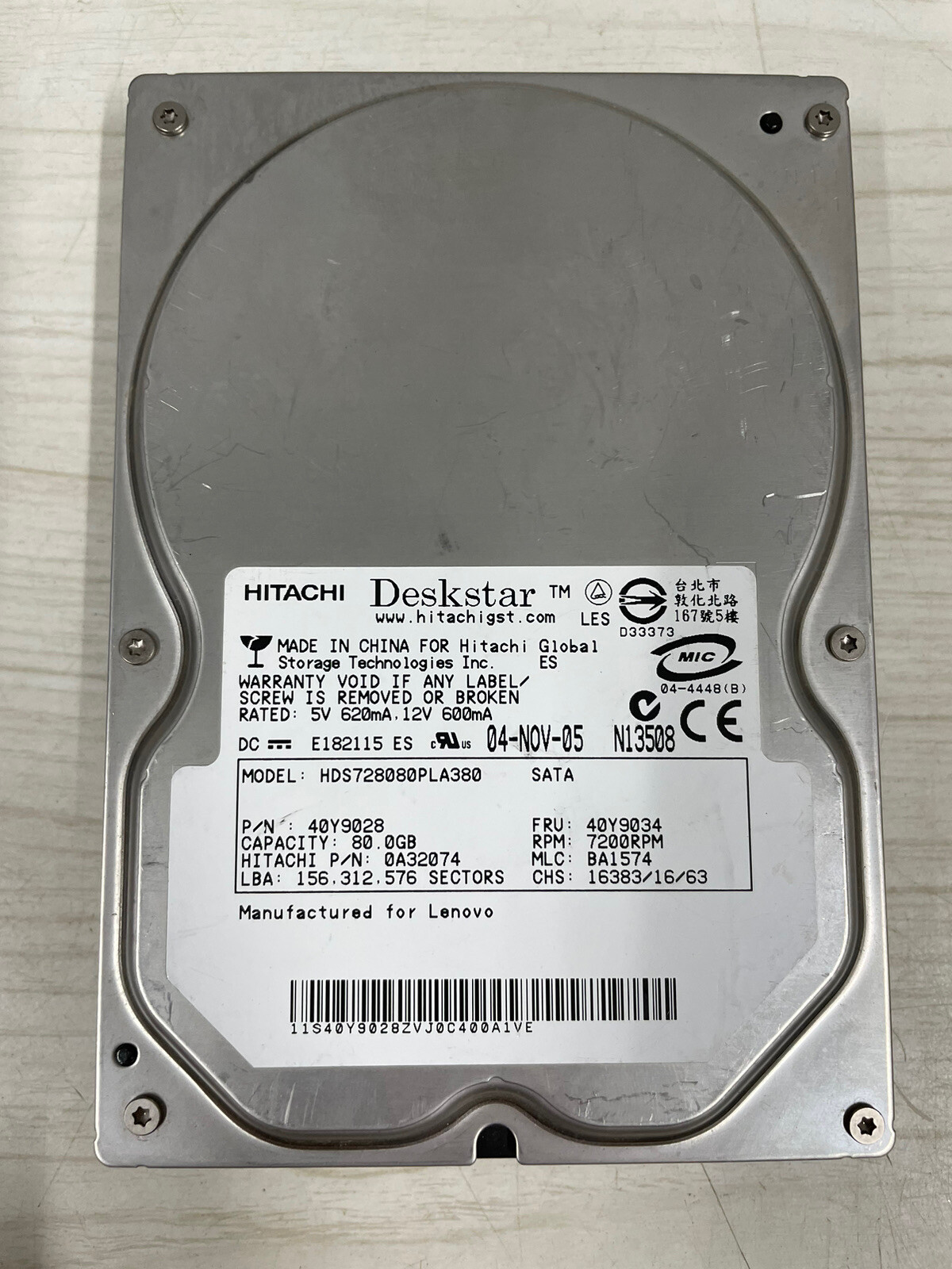 Hitachi deskstar HDS728080PLA380 80GB SATA hard drive Desktop